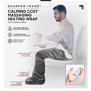 Sharper Image Calming Cozy Classic Massaging Heating Wrap with Sherpa Lining.NIB